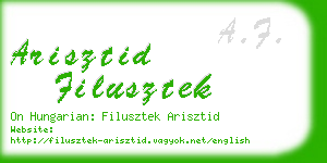 arisztid filusztek business card
